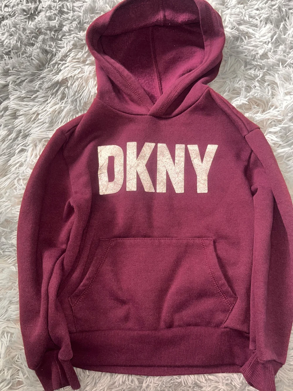 DKNY Girls Burgundy Hoodie with White Logo